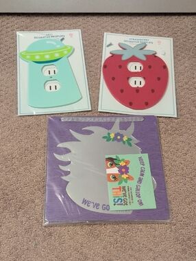 Target Kids Decorative Faceplate Covers and Mirror- Alien, Strawberry, Unicorn